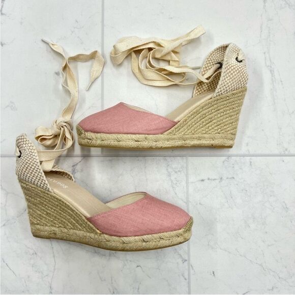 Soludos Tall Wedge Linen In Dusty Rose - Picture 4 of 4